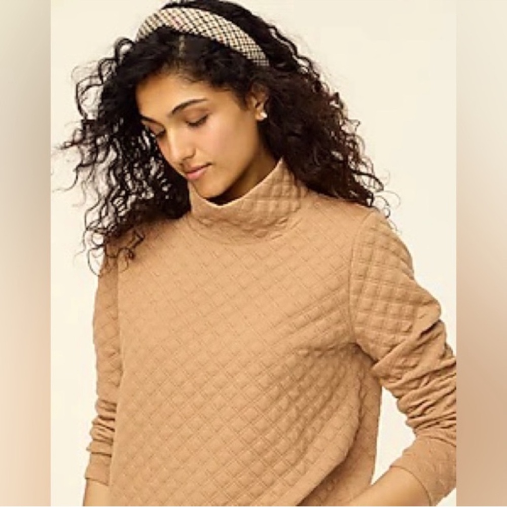 J. Crew Women's Quilted Camel Pullover Sweatshirt - size large - Picture 5 of 11